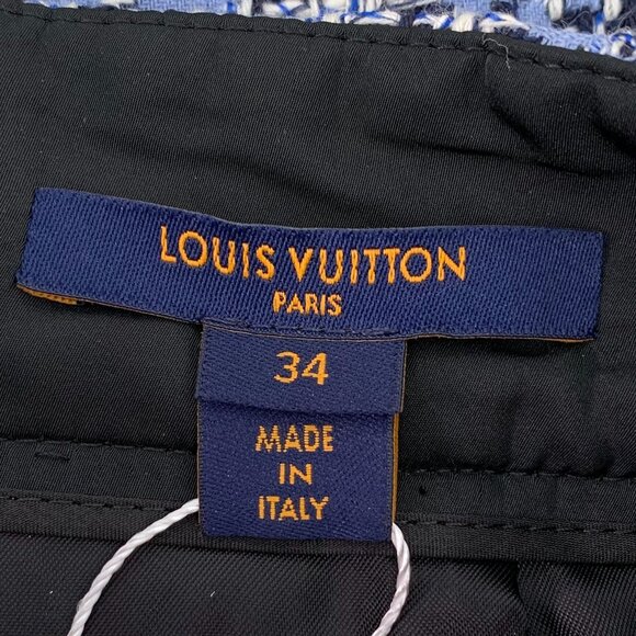 Louis Vuitton Paris Tweed A-Line Skirt With Leather Accents & Gold Button Detail - Picture 5 of 8
